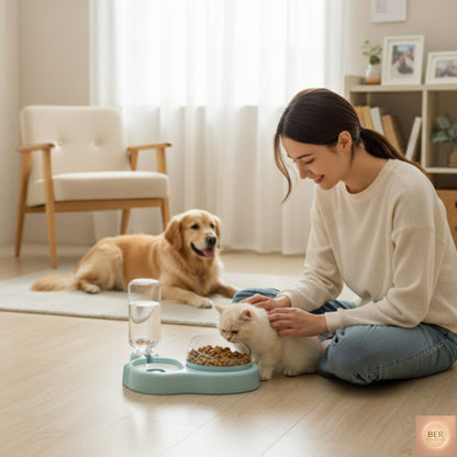 Plato doble para comida y agua de perros y gatos – Práctico y elegante