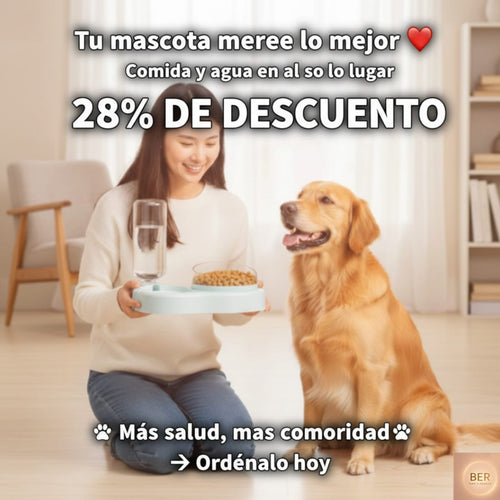 Plato doble para comida y agua de perros y gatos – Práctico y elegante